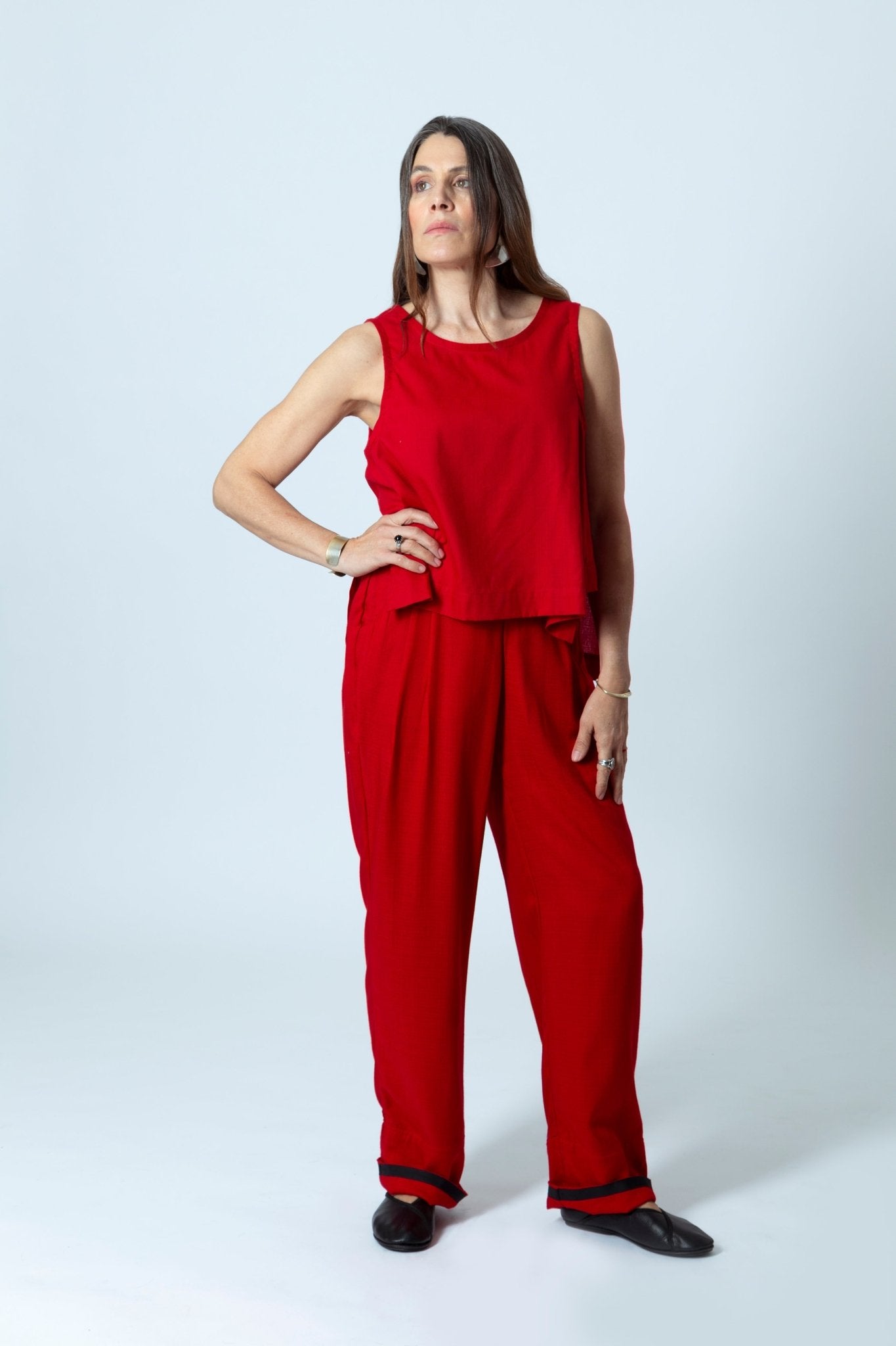 Blusa Trapecio Asimétrica sin manga bambú - Nipaestudio