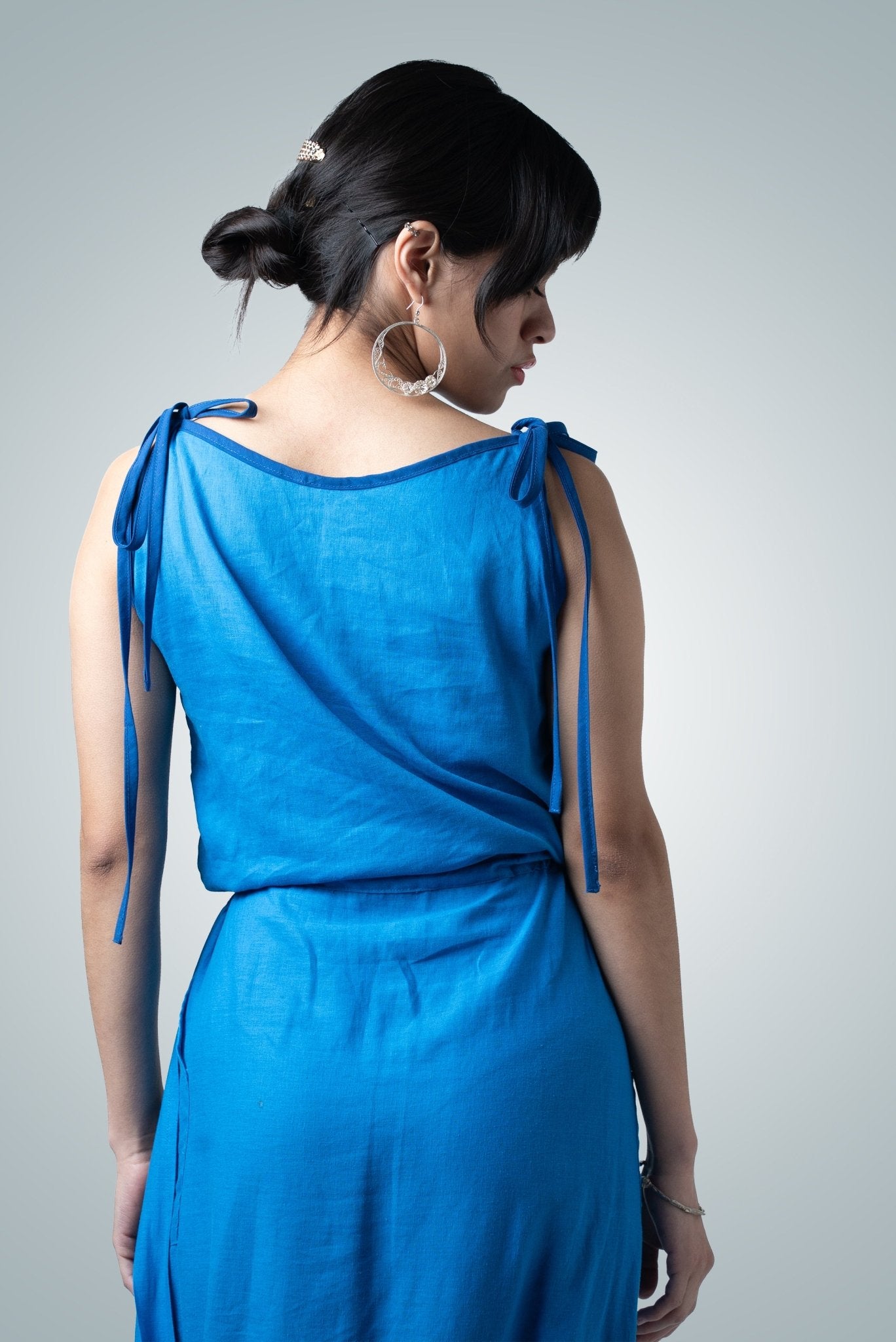 Vestido "Ágora" Drapeado de Lino - Nipaestudio