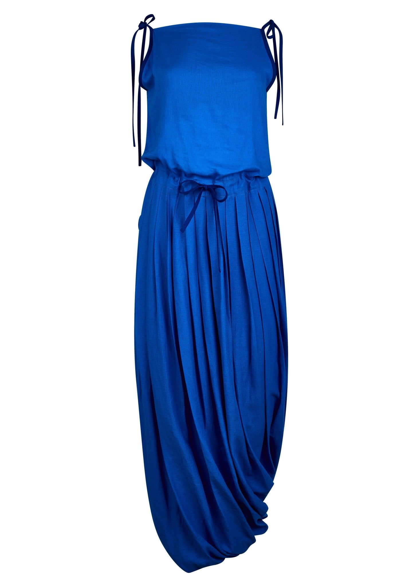 Vestido "Ágora" Drapeado de Lino - Nipaestudio