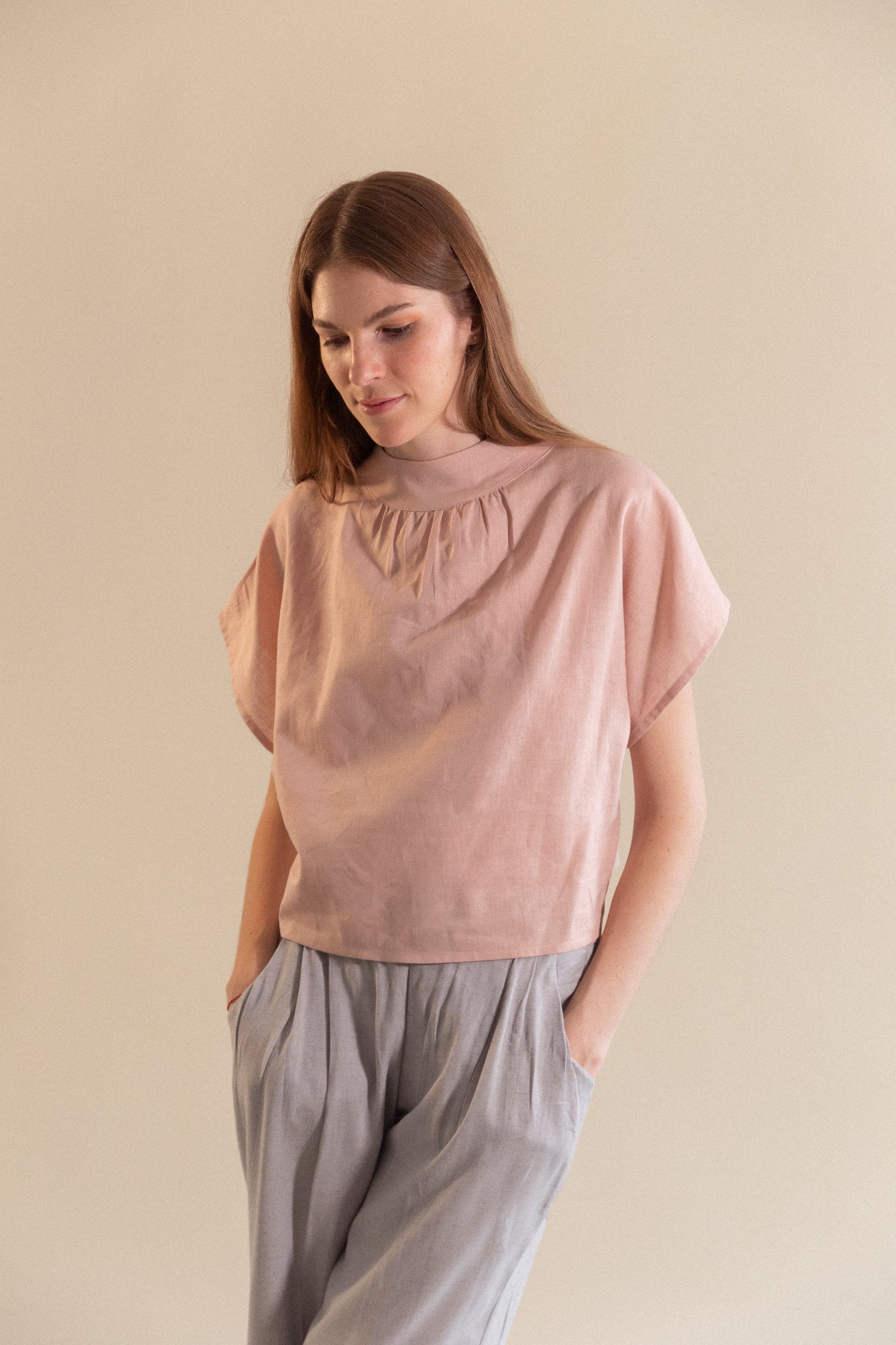 Blusa moño rosa