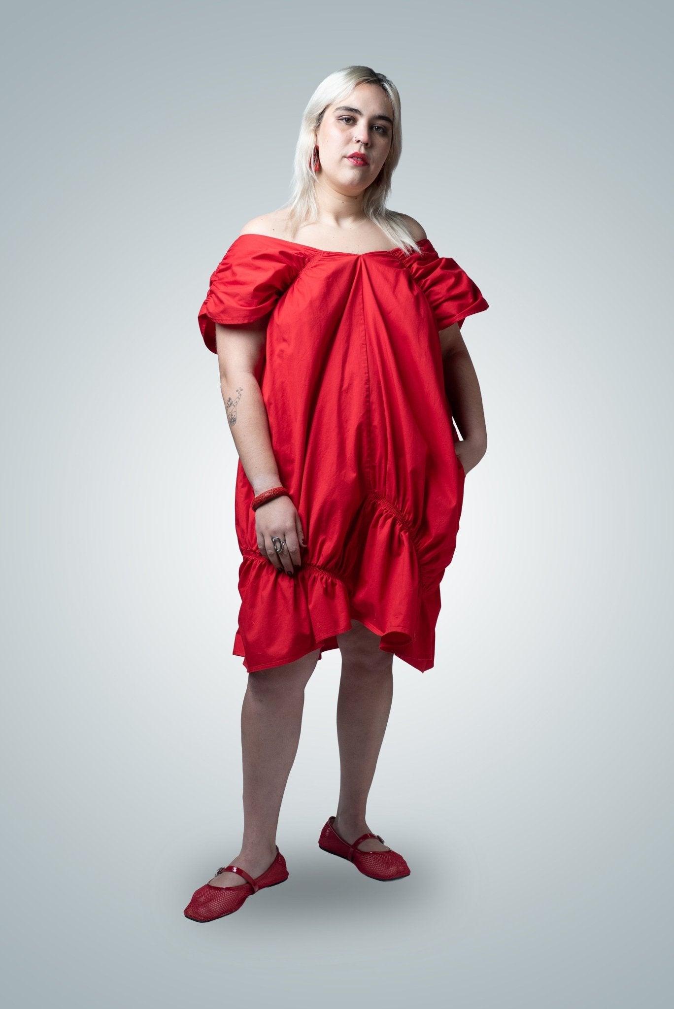 Vestido Arruchado Midi sin Mangas - Nipaestudio