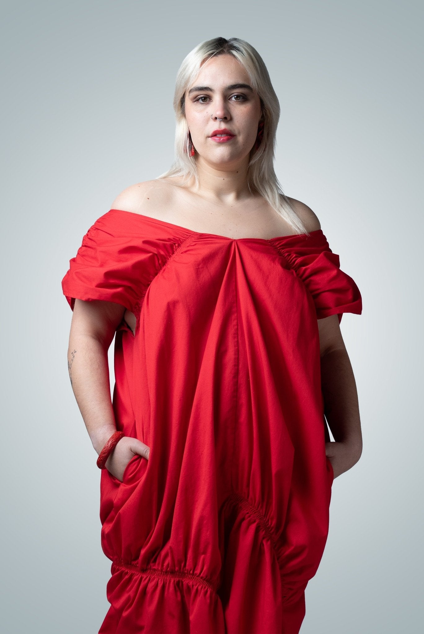 Vestido Arruchado Midi sin Mangas - Nipaestudio